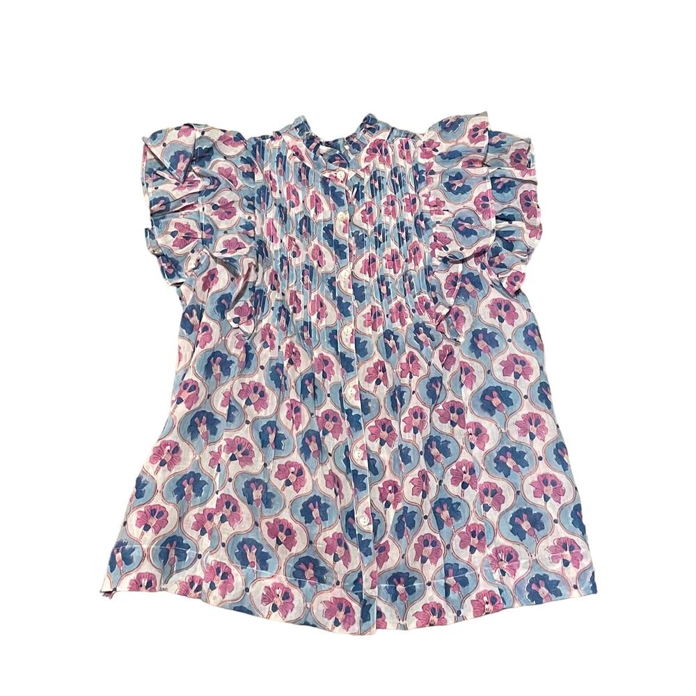 Oliphant Pintuck Ruffle Top, Iris Blue - Picture 4 of 4